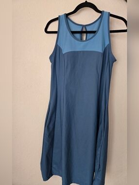 Blue Two-Tone Sleeveless Women's Dress